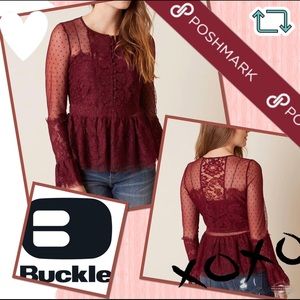 Buckle Romeo + Juliet Couture long sleeve Lace Blouse XS Valentines Day
